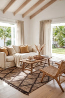 Bali Mocha Jute Rug — AI styled visualisation