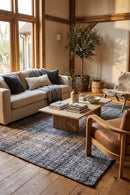 Basket Grey Weave Wool Rug — AI styled visualisation