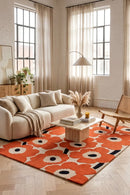 Marimekko Unikko Orange Red 132403 Rug — AI styled visualisation