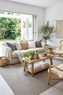 Bekal Ash Grey Indoor Outdoor Rug — AI styled visualisation