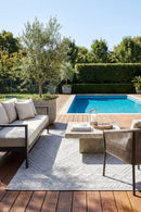 Colorado Blueray Outdoor Rug — styled outdoor setting