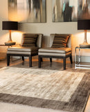 Asiatic Blade Border Choco Mocha Square Rug