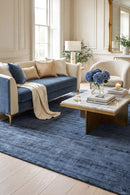 Bliss Denim Rug — AI styled visualisation
