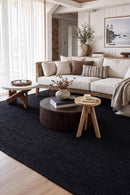 Bondi Black Rug — AI styled visualisation
