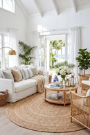 Bondi Natural Oval Rug — AI styled visualisation