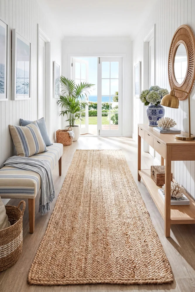 Bondi Natural Runner Rug — AI styled visualisation