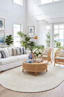 Bondi White Oval Rug — AI styled visualisation
