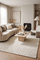Boucle White Rug — AI styled visualisation