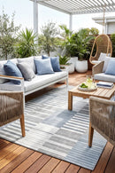 Vermont 54 Soft Blue Outdoor Rug — AI styled visualisation
