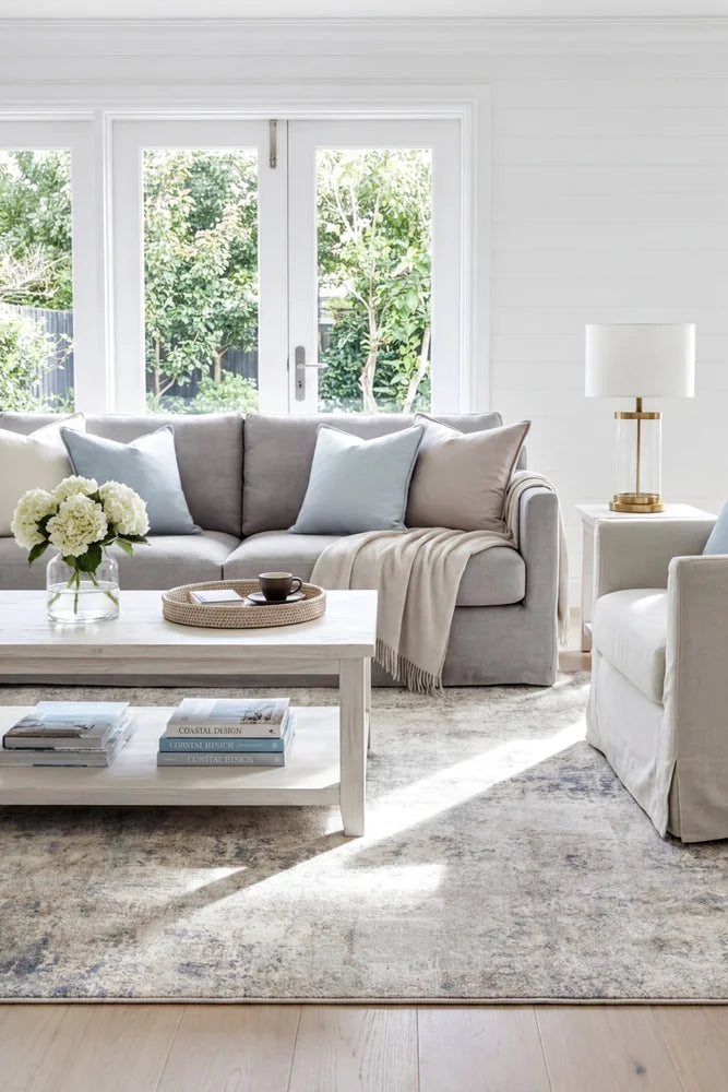 Bronte Aldo Sky Rug — AI styled visualisation