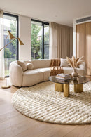 Bubble Natural Round Machine Washable Rug — AI styled visualisation
