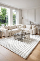 Bubble White Machine Washable Rug — AI styled visualisation