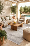 Carmel Silver Indoor Outdoor Rug — AI styled visualisation