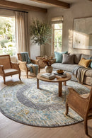 Century 944 Grey Round Rug — AI styled visualisation