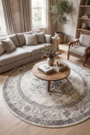 Century 977 Silver Round Rug — AI styled visualisation