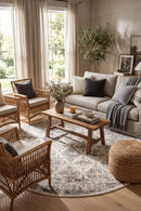 Century 999 Grey Round Rug — AI styled visualisation