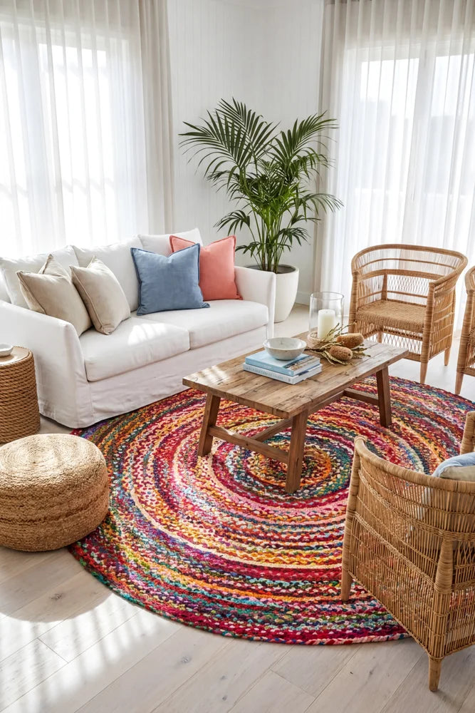 Chandra Braided Cotton Rug Multi — AI styled visualisation