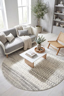 Chrome Harper Silver Round Rug — AI styled visualisation