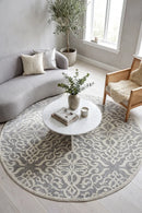 Chrome Lydia Silver Round Rug — AI styled visualisation