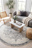 Chrome Rita Silver Round Rug — AI styled visualisation
