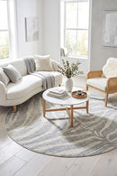 Chrome Savannah Silver Round Rug — AI styled visualisation