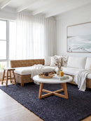 Chunky Natural Fiber Barker Navy Rug — AI styled visualisation