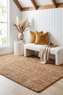Chunky Natural Fiber Barker Rug — AI styled visualisation