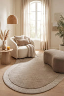 Cleo Latte Rug — AI styled visualisation