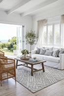 Colorado Diamond Light Grey Outdoor Rug — AI styled visualisation