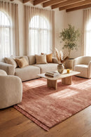 Conscious Loom Kinship Blush Pink Rug — AI styled visualisation