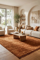 Conscious Loom Kinship Caramel Rug — AI styled visualisation