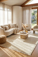 Conscious Loom Kinship Cream Rug — AI styled visualisation