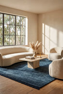 Conscious Loom Kinship Navy Rug — AI styled visualisation
