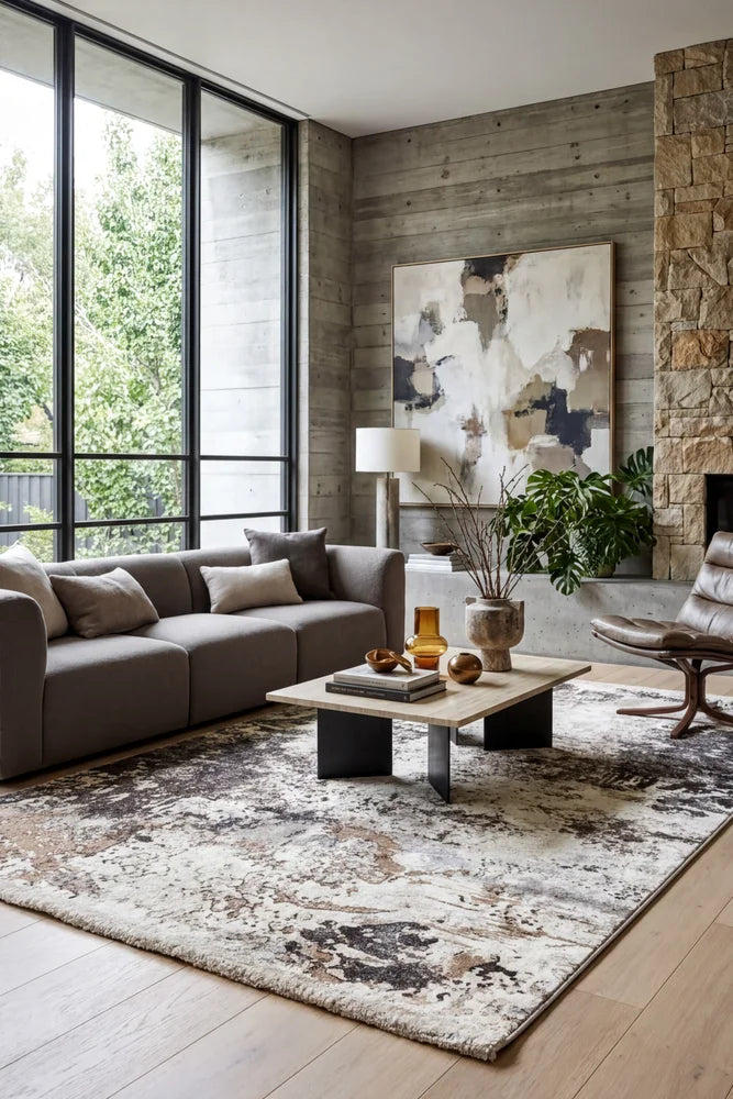 Contemporary Cove 6282 Rug — AI styled visualisation