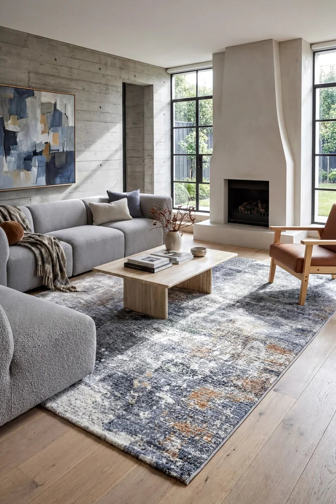 Contemporary Cove 7626 Rug — AI styled visualisation