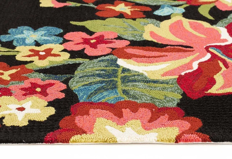 Copocabana-Kelsey Bouquet Black Indoor Outdoor Rug