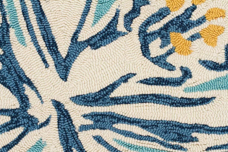 Copocabana-Whimsical Blue Floral Indoor Outdoor Rug