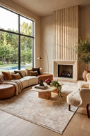 Corin Beige Distressed Rug — AI styled visualisation