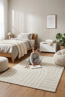 Cushy Taya Natural Rug — AI styled visualisation
