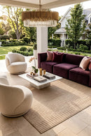 Darren Palmer Sandridge Taupe Indoor/Outdoor Rug — styled outdoor setting