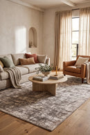 Denau Beige Distressed Machine Washable Rug — AI styled visualisation