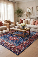 Dibru Multicolour Traditional Machine Washable Rug — AI styled visualisation