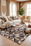 Dimensions Flat Weave Grey Rug — AI styled visualisation