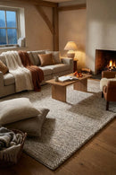 Drift Pebble Frost Rug — AI styled visualisation
