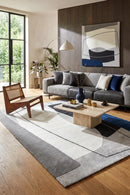 Aria Grey Blue Abstract Rug — AI styled visualisation