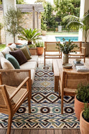 El Paso Aztec Outdoor Rug — AI styled visualisation
