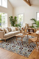 El Paso Aztec Outdoor Rug — styled indoor setting