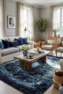 Elisabeth Heritage Rug Navy — AI styled visualisation