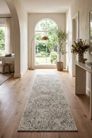 Emma Blomfield Plume Frost Runner Rug — AI styled visualisation