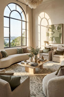 Emma Blomfield Plume Moss Rug — AI styled visualisation